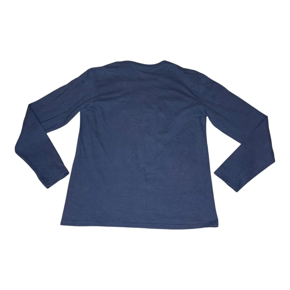 Vintage Nike Athletics‎ Long Sleeve Shirt Navy Blue Made in USA Mens Large L